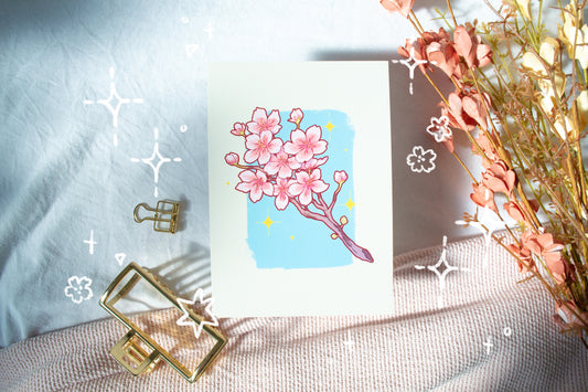 Cherry Blossom Postcard Art Print